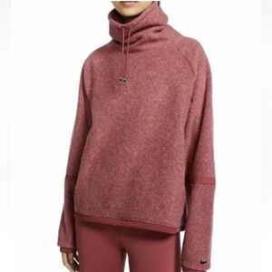 Nike Therma Fleece Size XL Pink Long Neck Hoodie Womans Funnel Neck